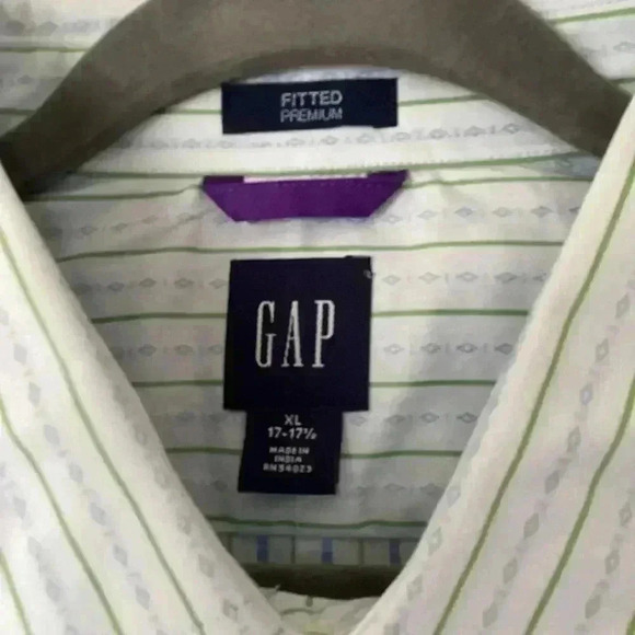 GAP GREEN& blue striped Button Down Long Sleeve dress shirt Size XL NWT - Picture 4 of 7